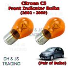 For Citroen C3 Amber Front Indicator Bulbs Flash Bulb Side Tail Pair (02-09) Citroen C3