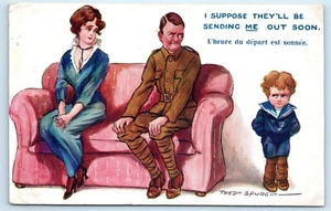 POSTCARD I Suppose They'll Be Sending Me Out Soon Artist Signed Fred Spurgin WW1 - Picture 1 of 2