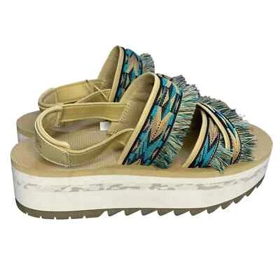 Sandalias de plataforma Teva para mujer plataforma ceres en color tostado talla 9 detalles de flecos Foto 1 de 4