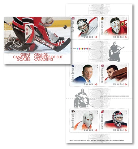 GREAT CANADIAN GOALIES, HOCKEY, NHL = one Booklet of 6 stamps MNH Canada 2015 Cover