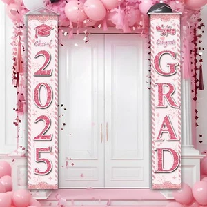 Graduation Decorations 2025 Pink Congrats Grad Banner Porch Door Banners Grad... - Picture 1 of 8