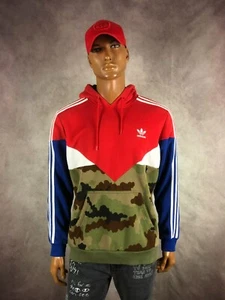 Adidas Originals Red Blue Camo SST Firebird Hoodie Jacket AY8106 Jamaica Size L - Picture 1 of 6