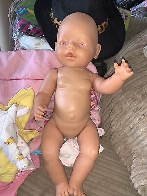 ZAPF CREATION BABY BORN DOLL PINK EYES.17  VINYL/PLASTIC.DRINKS/WEES - Adorable • 7.56£
