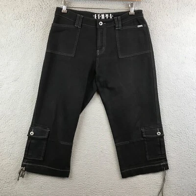 ETHYL WOMENS SIZE 32 BLACK PANTS CAPRI CROPPED Y2K - Image 1 of 4