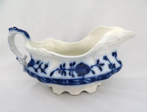 Antique HOLLAND Flow Blue Gravy Sauce Boat ~ Johnson Bros. ENGLAND Circa 1900 - Picture 1 of 9