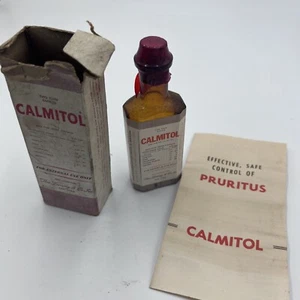 Antike 1940er CALMITOL, Leeming & Co Medizin versiegelt Korkflasche mit Karton - Bild 1 von 9