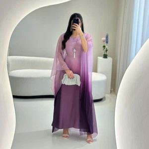 Kaftan Elegant Dubai Women Satin Long Dress Abaya Muslim Robe Evening Gown Party - Picture 1 of 48