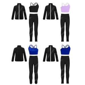 Kids Girls Jacket Vest With Pants Gymnastic Sweatsuit Holiday Tracksuit Fancy - Picture 1 of 36