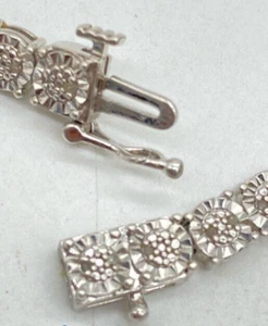 STERLING SILVER 925 natural DIAMOND TENNIS BRACELET LINKS Box Clasp - Picture 1 of 7