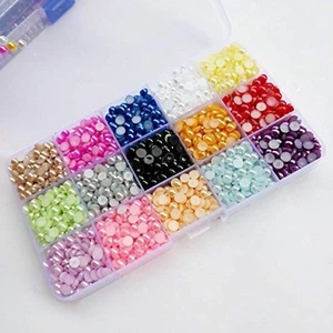 3500Pcs Assorted 15 Colors Half Flatback Imitation Pearl Bead 6Mm Gem Scrapbook - Picture 1 of 6