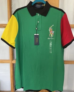 RL Embroidered Big Pony Polo Shirt Men’s Sz L Multi Colorblock Festival Designer - Picture 1 of 13