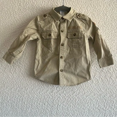 Janie And Jack Vintage Boys Button Down Safari Guide Shirt Size 18-24 Months - Image 1 of 4