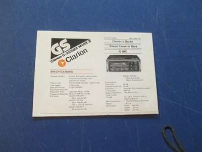 Bedienungsanleitung für Clarion G-80D  mit leichten Lagerspuren - Bild 1 von 2