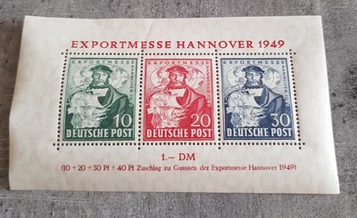 FERIA POSTAL ALEMANA HANNOVER 1949-FAIR-BLOCK- MNH Foto 1 de 2