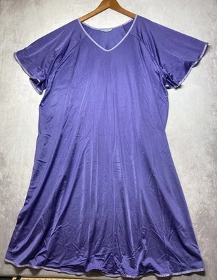 Only Necessities Silky Nightgown 3X Nylon Midi Short Sleeve Purple  - Image 1 of 4