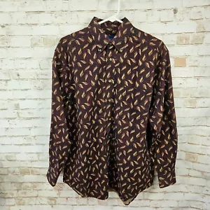 Camicia Towncraft M stampa nera/rossa senza rughe maniche lunghe abbottonate mod retrò - Foto 1 di 10