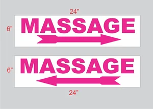 MASSAGE arrow Hot Pink 6"x24" REAL ESTATE RIDER SIGNS Buy 1 Get 1 FREE 2 Sided - Picture 1 of 3
