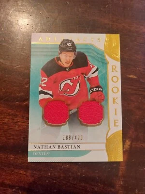 Nathan Bastian 2019-20 Artifacts ROOKIE Materials Gold Jersey Card #167 188/499 - Image 1 of 2