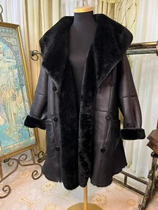 Joop! Cappotto reversibile in pelle nera e montone shearling XL/XXL - Foto 1 di 22