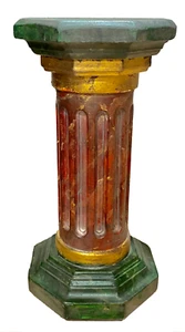 Antigua columna, pedestal, mensula, dorada y policromada o marmolizada. 51x25x25 - Imagen 1 de 2