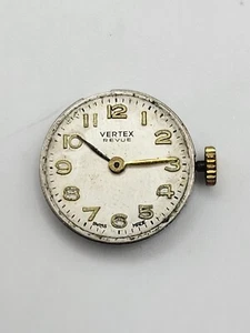 Silver Tone Circular Vintage Watch Movement Vertex Revue For Parts/Repairs - Picture 1 of 16