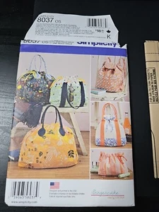 Simplicity Pattern 8037 Backpacks Totes Cosmetic Makeup Bags Purses - Picture 1 of 4