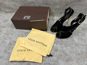 Louis Vuitton Black / Gold Suede Buckle 5 Inch Stiletto Shoes Size 40 Eu 7 Uk - Picture 1 of 20
