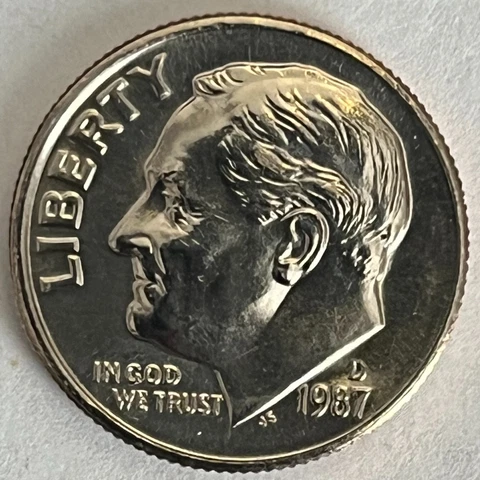 1987 D Roosevelt Dime looks in Gem BU FB condition straight from mint set break Cover