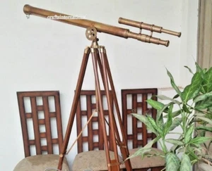 Vintage Telescope on Tripod for Balcony Decor, Solid Brass Telescope Christmas - Picture 1 of 6
