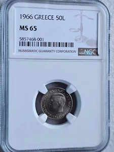 Greece 50 Lepta 1966 NGC MS 65 - Picture 1 of 2