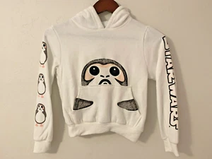 Star Wars Kids Hoodie Porg White Furry M 7/8 - Picture 1 of 10