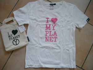 (C779) Bio Shirt Company T-Shirt + Druck "I love my Planet" & Logo Fahne gr.146 - Bild 1 von 1