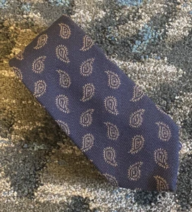 NEUE Brooks Brothers marineblau taupe italienische Wolle Baumwolle Seide Paisley Krawatte NYC USA - Bild 1 von 4
