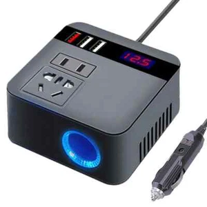 Car Inverter 150W Peak DC12V/24V 110V/220V Sockets Power Adaptor Fast Charging - Picture 1 of 15