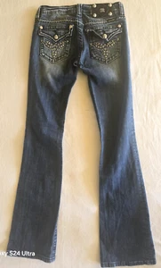 MISS ME Low Rise Embellished Flap Pocket Boot Cut Jeans JW5305B3 Size 26 " x 31" - Picture 1 of 17