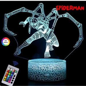 SPIDERMAN LAMP 16 COLOURS CHANGE 3D LED Night Light Bedroom Desk LAMP GIFT NEW - Picture 1 of 10