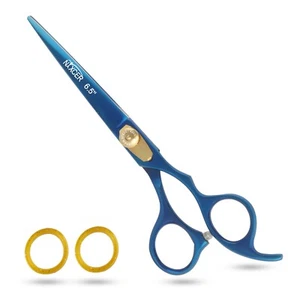 NIXCER HAIR CUTTING SCISSORS RAZOR EDGE JAPANESE STEEL SHEARS 6.5" BLUE/GOLD - Picture 1 of 8