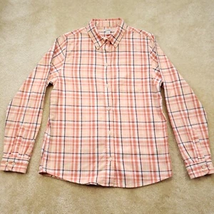 L.L. Camicia con bottoni Bean adulto uomo piccola S arancione cotone a quadri manica lunga  - Foto 1 di 8