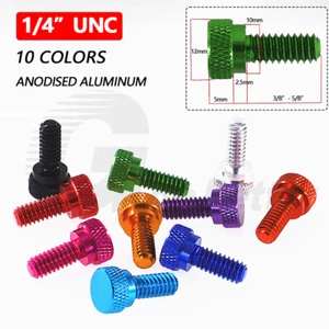 1/4" UNC Flat Knurled Thumb Shoulder Screw 3/8"-5/8" Bolts Alu Anodised 10 Color - Picture 1 of 11
