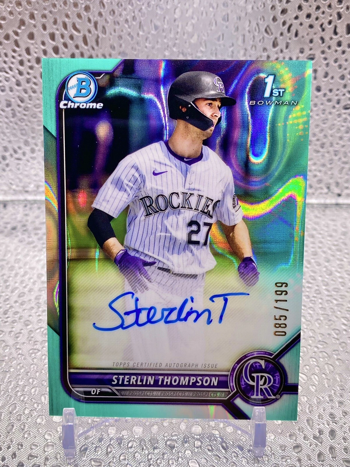 2022 Bowman Draft STERLIN THOMPSON 1st Aqua Lava Chrome Refractor AUTO 085/199