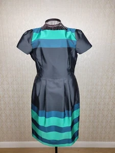 L.K. BENNETT Accalia Peacock & Teal Short Sleeve Dress Size 10 - Picture 1 of 6