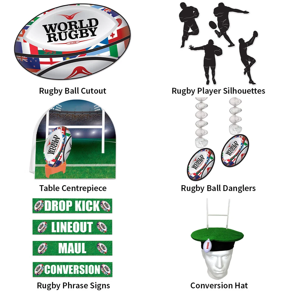 RUGBY PARTY RANGE - DECORATIONS AND PARTYWARE COMPLETE SELECTION - Image 1 of 1
