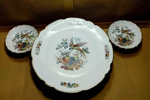3 pc Vintage LIMOGES France Pedestal Cake Dessert Serving Plate Bird Fruit  - Picture 1 of 11