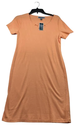 Karen Scott Shirt Dress Womens size XS Coral Orange Cotton Keyhole Neck New - Image 1 of 4