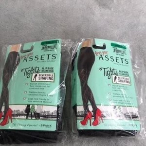 2 Pairs Love your Assets Reversible Tights Black Size 3 New - Picture 1 of 7