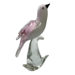 Glas Spatz Figur rosa weiß Vogel 8,75" elegantes Dekor klar - Bild 1 von 16