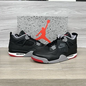 Nike Air Jordan 4 Retro Bred Reimaginado Negro Rojo Cemento Entrenadores Tenis Nuevas - Imagen 1 de 17