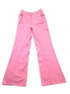Zara Hose Damen 4 rosa Schlag weites Bein Baumwolle Lyocell hoher Bund Tasche Retro - Bild 1 von 18