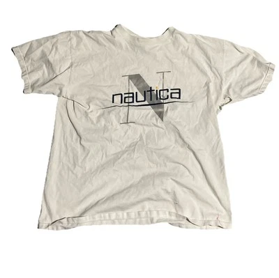 Camiseta De Colección Nautica Spell Out Talla L Blanco Logo Vela Y2K 2000s Streetwear Foto 1 de 4