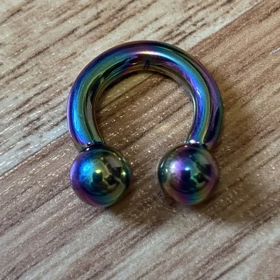 1pc 6g Internally Threaded Circular Barbell Horseshoe Septum Rainbow  - Image 1 of 2